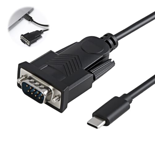 Image of USB-C to RS-232 Serial Adapter Cable 1.5M 4.5Ft with COM Port Retention DB9 9-pin Male RS232 to USB Converter Compatible with Windows XP/Vista/7/8/10 Mac OS Linux Scanners Printers Prolific Chipset