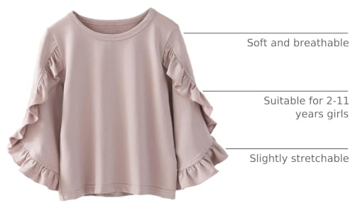 Image of Colorful Childhood Little Girls Ruffle Bat T Shirt Autumn Princess Girl Blouses Spring Tops
