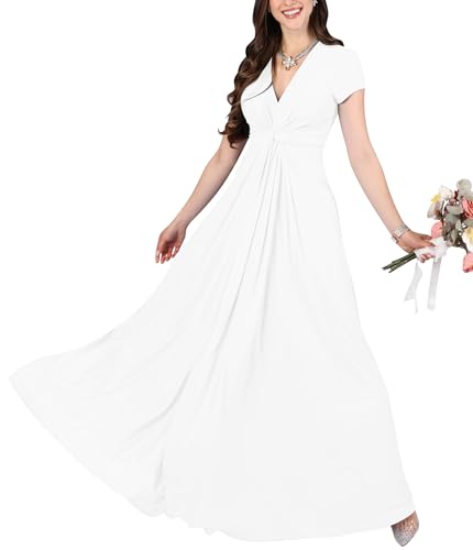 Image of KOH KOH Womens Long Flowy Cap Sleeve Empire Waist Cocktail Maxi Dress Gown