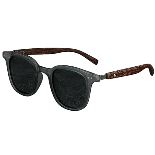 LSQBDFC Gafas De Sol Retro Grano Madera con Protección UV para Hombres Y Mujeres, Muy Adecuadas Fotografía Callejera Al Aire Libre-Gris