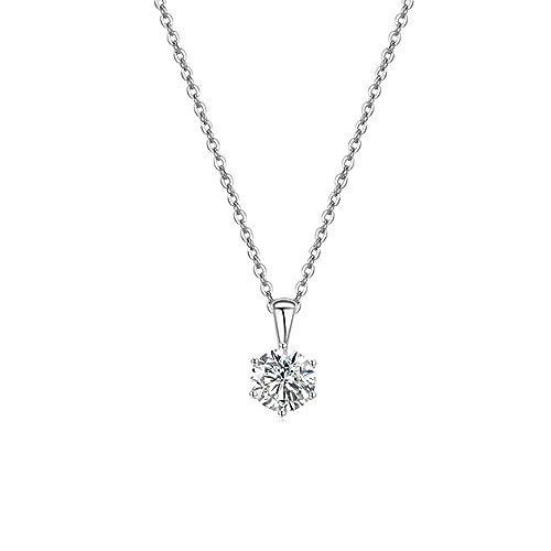 Collier argent pour femme avec pendentif rond en zircone brillante 45CM KnSam