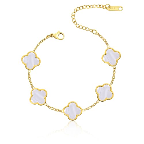 18K Gold-Plated Four Leaf Clover Bracelet for Women ，Adjustable lucky Bracelet Set Jewelry ，Jewelry Gifts for Women