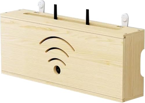 Contenitore per router da parete con fori di ventilazione, modem salvaspazio e organizer per box WiFi per casa e ufficio, rack ecologico per la gestione dei cavi in WPC