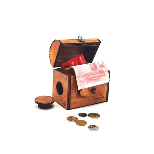 SOUCCESS KNOBELSPIEL SCHATZKISTE - Holzspiel - zum Knobeln & Tüfteln Geschenk-Verpackung - knifflig zu öffnen als echte Herausforderung für Jung und Alt inkl. Schatzkarte