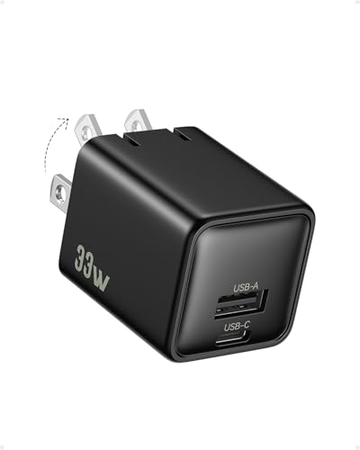 USB C Wall Charger Block 33W, Dual Port GaN PD3.0 Power Adapter Fast Type C Charging Block Foldable Plug Compatible with iPhone 17/Pro/Pro Max/17 Air/16/16 Plus/15/14/13/12, Galaxy, iPad, Airpods