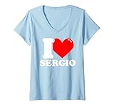 t-shirt sergio ramos Sergio prénom drôle Femme I love Sergio T-Shirt avec Col en V
