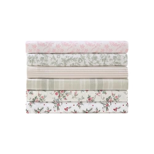 Image of Laura Ashley - Flannel Sheets Queen Size, Anti-Pilling & Wrinkle Resistant Cotton, Touchably Soft for All-Season Comfort - Bed Sheets with Matching Pillowcases & Fitted Sheet (Antoinette Pink)