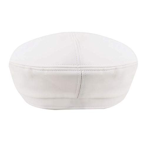 Kennedy Us Faux Leather Solid Military Beret Hat For Women Girls Retro Style British Beanie Hat Cap White #TOP2