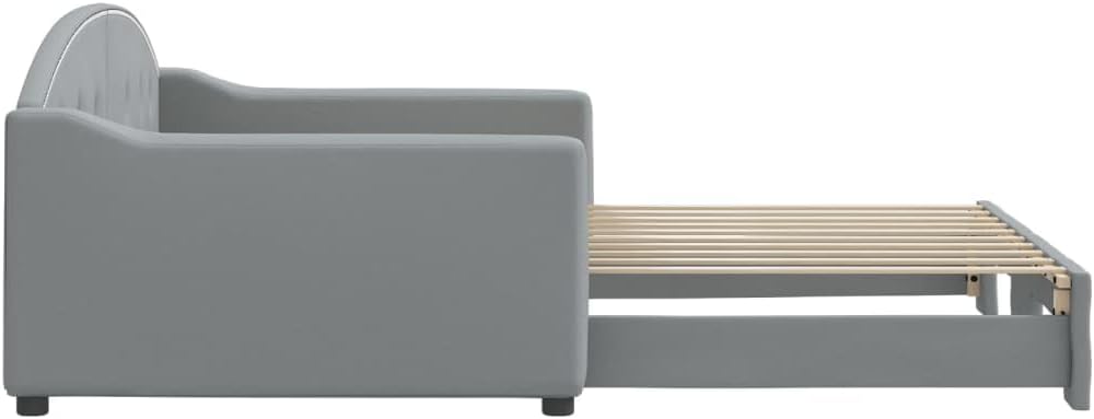 Light Gray Daybed with Trundle Convertible Sofa Bed Modern Living Room Furniture for Guest Room Space-Saving Design Durable Wood Frame Polyester Upholstery Comfortable