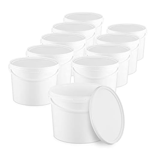 Hink med lock | Vit 10 x 10 l | Plasthink lock handtag livsmedelssäker högkvalitativ foderhink tråg (10 x 10 liter)