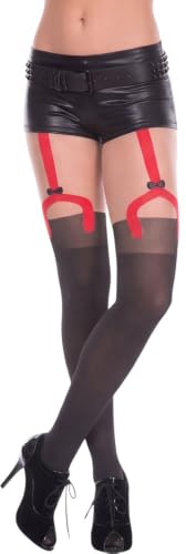 Image of ToBeInStyle Women's Flame Burning Fire Tights w /Devil-Inspired Print Hosiery