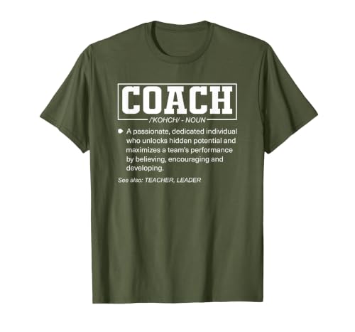 Coach Definition Funny Coach's Sports Instructor T-Shirt, Men, Olive Green, Large