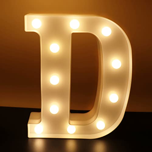 AUSAYE LED Letter Lights Alphabet Light Up Sign Night Light For Home Bar Party Wedding Birthday Decoration Battery Powered Christmas Lamp Letter D