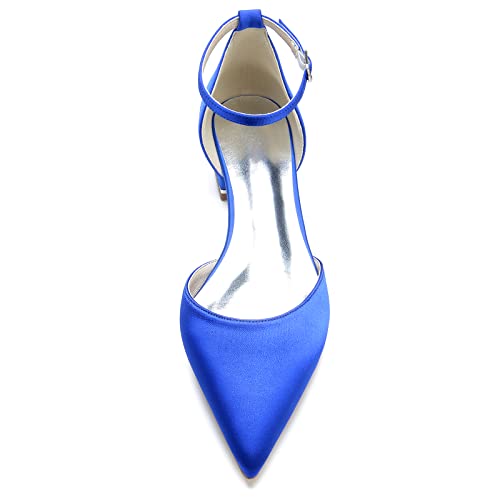 Pointed Toe Satin Wedding Flats Comfortable Wedding Shoes for Bride Low Heels Ankle Strap Bridal Flats Evening Prom Party Dress Shoes Pumps for Women3
