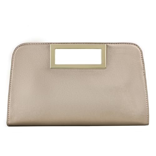 VASCHY Bolso de Mano de Noche, Bolso Fiesta de Moda Carteras de Mano y Clutches Bolso Bandolera de Cuero Vegano Bolso de Hombro Para Boda Fiesta Noche Cóctel Graduación, Dorado Claro