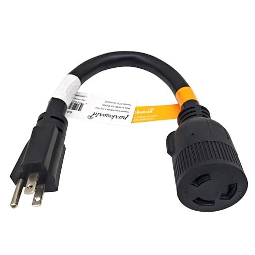 Parkworld 691791 Adapter Cord 15 Amp 5-15P Male to 30 Amp L6-30R Locking Connector Female (ONLY Output 125V 15A)