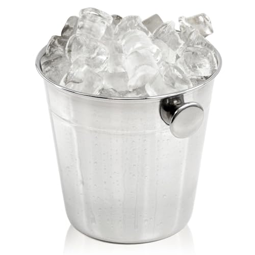 GEEZY Stainless Steel Mini Ice Bucket with Handles – Stylish, Durable Wine Cooler for Parties, Champagne & Beer – Brushed Silver Finish, Easy to Clean, 11.5 cm Diameter