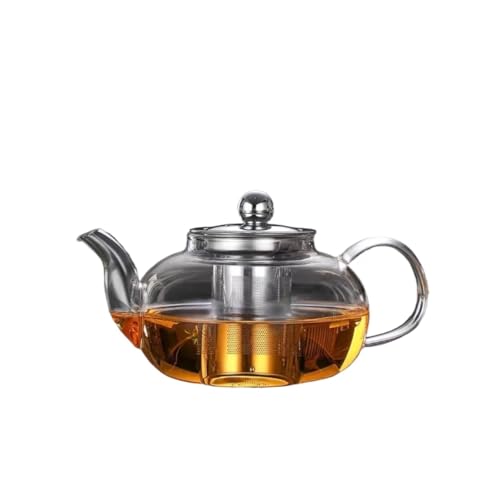 CXPMY Théières Théière en Verre résistante à la Chaleur, récipient Chauffant épais, théière avec infuseur en Acier Inoxydable, Bouilloire Transparente(400ml)