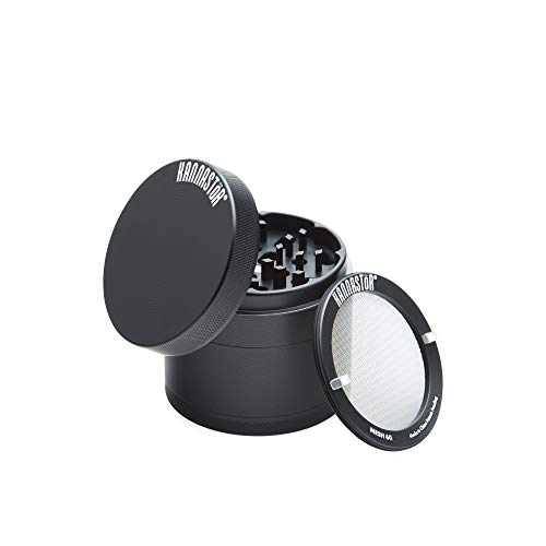 Kannastor Multi Chamber Herb Grinder with Monofilament Easy Change Screen, Black 2.2 inch