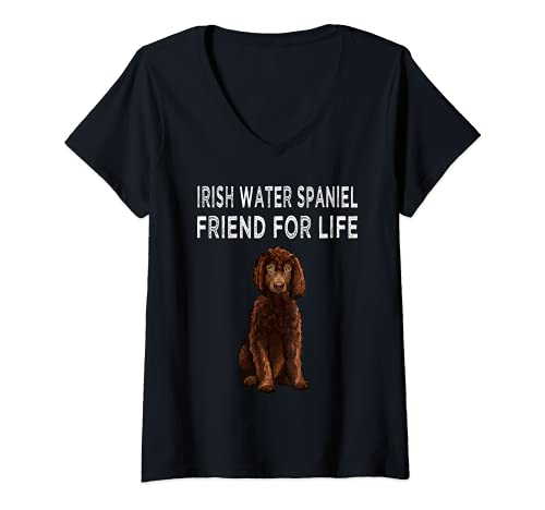 Womens Irish Water Spaniel Friend For Life Dog Friendship V-Neck T-Shirt, Black