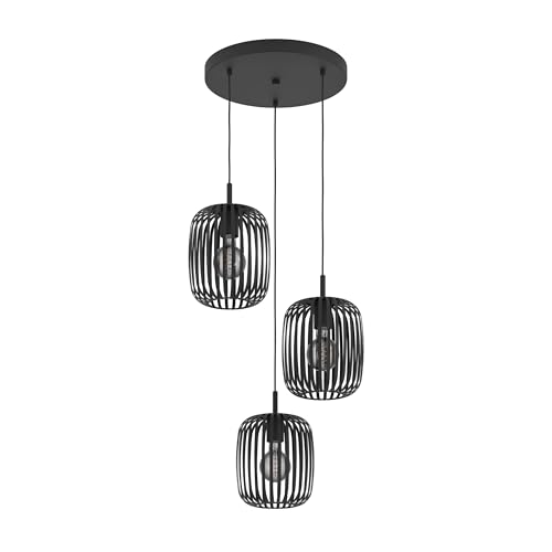 EGLO Pendellampe Romazzina, 3-flammige Pendelleuchte über Esstisch, runde Hängeleuchte aus Metall in Schwarz, Hängelampe mit E27 Fassung, Ø 46 cm EGLO Pendellampe Romazzina, 3-flammige Pendelleuchte über Esstisch, runde Hängeleuchte aus Metall in Schwarz, Hängelampe mit E27 Fassung, Ø 46 cm