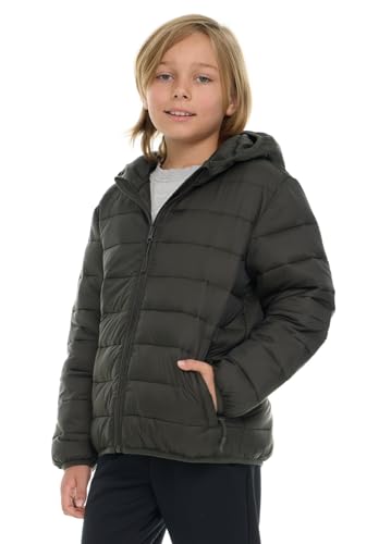 Packable Boys Puffer Jacket with Hood, Lightweight Boys Winter Jacket