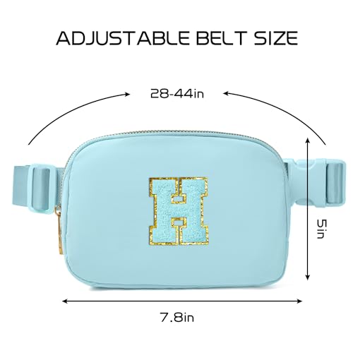 Image of Gitus Gifts for 8 9 10 11 12 Year Old Girls Belt Bag Fanny Pack Crossbody Bags with Initial Letter Patch Cute Stuff Birthday Gifts for Teen Girls Women Personalized Trend Stuff (Icing Blue-H)