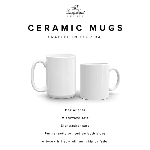 Taza de retiro Canary Road de cerámica 11 oz blanco miniatura 6