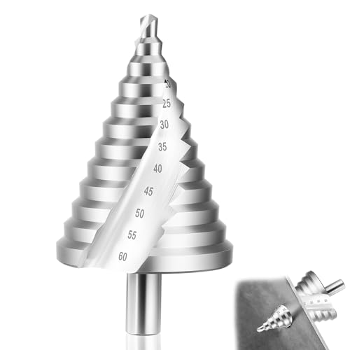 JIZZU Foret Étagé Ø 6-60 mm, Foret Étage Metal HSS (Acier Rapide), Fraise Etage Metal Revêtement en Titane, Pour le bois, le plastique, les tôles métalliques (3...