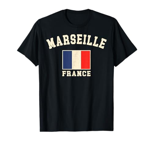 Vintage Marsella Francia Bandera Francesa Recuerdo Retro Gráfico Camiseta