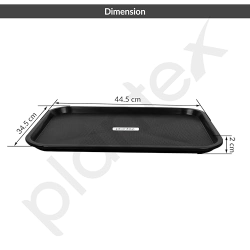 Image of Plantex Dish Drainer Tray Only /Rectangular Water Drain Tray for Kitchen Basket /Plastic Drip Tray Water Collector for Utensils Basket - Pack of 1 (Black, 45 x 35 x 3 cm)