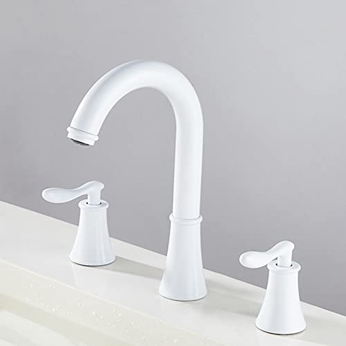 Robinet 3 trous pour lavabo chrome en laiton mitigeur eau chaude et froide de salle de bain - 2