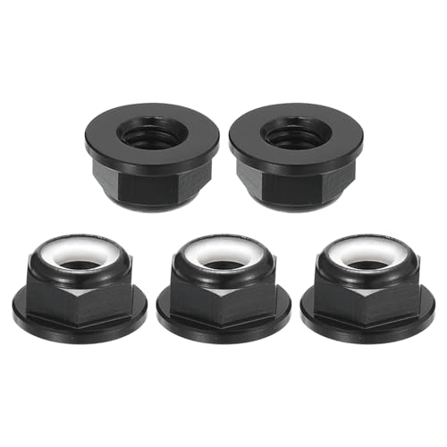 Écrous autobloquants M6 insert nylon aluminium noir pas vis métrique 1mm