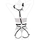 Limmion Damen Harness Leder Sexy Gürtel mit Handschellen Body Geschirre Bondage Sexy Kostüm für Frauen BDSM Fesseln Punk Taillengürtel Extrem Bondage Erotik Reizwäsche für Rave Outfit Clubwear