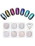 Nail Art Mermaid Powder,LilyAngel 7 Pack Pearl Powder Mirror Effect Chrome Nail Powder Metallic Nail Manicure Pigment