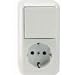 Produktbild Schneider Electric Merten Kombi Schuko-Steckdose/Aus-/Wechselschalter, Aufputz, 16A, IP20, weiss, Artikelnummer MEG3495-8719