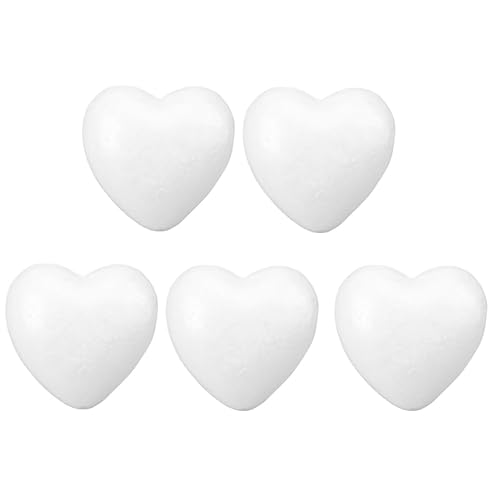 Garneck Lot de 5 cœurs en polystyrène de 8,5 cm - Idéal pour les projets de bricolage, les décorations de mariage et les décorations créatives - Parfait pour peindre et décorer des figurines en