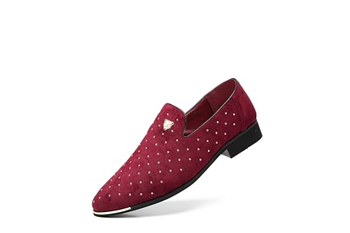 Men's Studded Suede Loafers, with Gold Accents