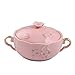Kubek na jajko na parze, mały garnek ceramiczny z uchwytami, miski na zupę z francuskiej cebuli z pokrywką, miska na zupę z makaronem deserowym, miska na zupę miso, 300 ml (kolor: różowy) (r