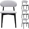 Mid - Century Modern Dining Chairs Set of 4, Upholstered Fabric Kitchen Chairs with Black Solid Wood Legs, Armless Chair for Kitchen, Restaurant, Living, Meeting Room Light Blue