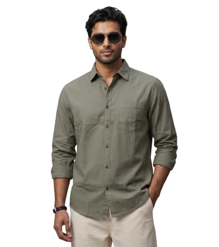 Image of Amazon Brand - INKAST Men Solid Cotton Shirt | Casual Wear | Basic Essential Plain Everyday & Office Wear | Full Sleeve | Regular Fit