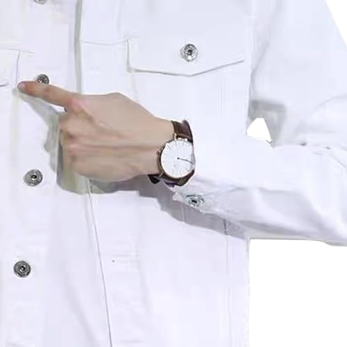 Chaqueta de mezclilla para hombre, ajuste slim, blanco, 3X-Large miniatura 4