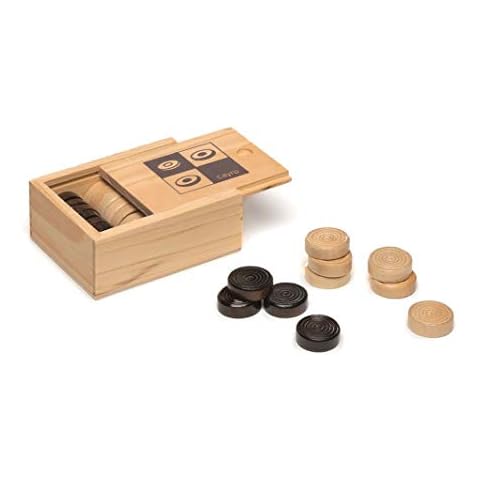 Juguete de madera para jugar a las damas con caja de almacenamiento Cover