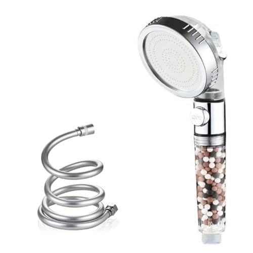 MineralStream Ionic Shower Head 2.0 + Hose | Ecowater Spa Showerheads for Dry Hair & Skin | 3 Settings High Pressure Water Saving Showerhead with Filter Beads
