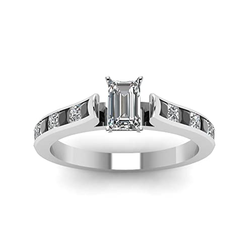 Image of 55Carat Choose Your Gemstone Cathedral Channel Set Diamond CZ Ring Sterling Silver Emerald Shape Side Stone Engagement Rings Matching Jewelry Wedding Jewelry Easy to Wear Gifts US Size 4 to 12