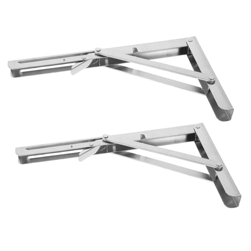 LIFKOME 2個 ステンレス製折り畳み棚受け具 耐荷重強化 折りたたみ式三角支架 屋内外兼用 ガレージ キッチン 作業台対応