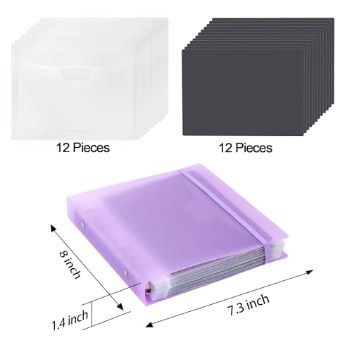 Image of UNIMEIX 12 Pcs Magnetic Sheets for Die Storage with 1 Binder Cover, 2 in 1 Storage Stamp and Die Storage Bags Die Cut Storage Supplies(0.8 mm Thickness, Purple)