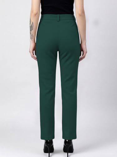 Image of Women's High Waist Formal Straight Fit Trousers Premium Stretch Office Pants Front Pleated Design Smart Workwear Bottom for Office, Casual & Business Wear