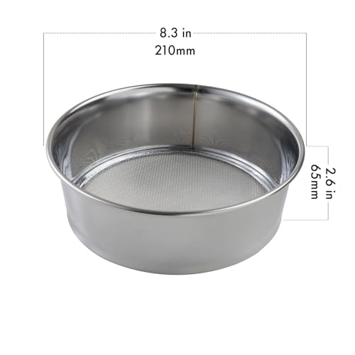 Wazakura 3PCS Soil Sieve Set 8-1/4 inch (210mm),3 Sieve Mesh Filter Sizes, Japanese Bonsai Gardening Tool - 8-1/4inch(210mm)