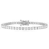 KISPER Tennis Bracelet for Women - 24K White Gold Plated Round Cut AAAAA CZ, 3mm Width, Elegant Jewelry Gift, 6.5 Inches